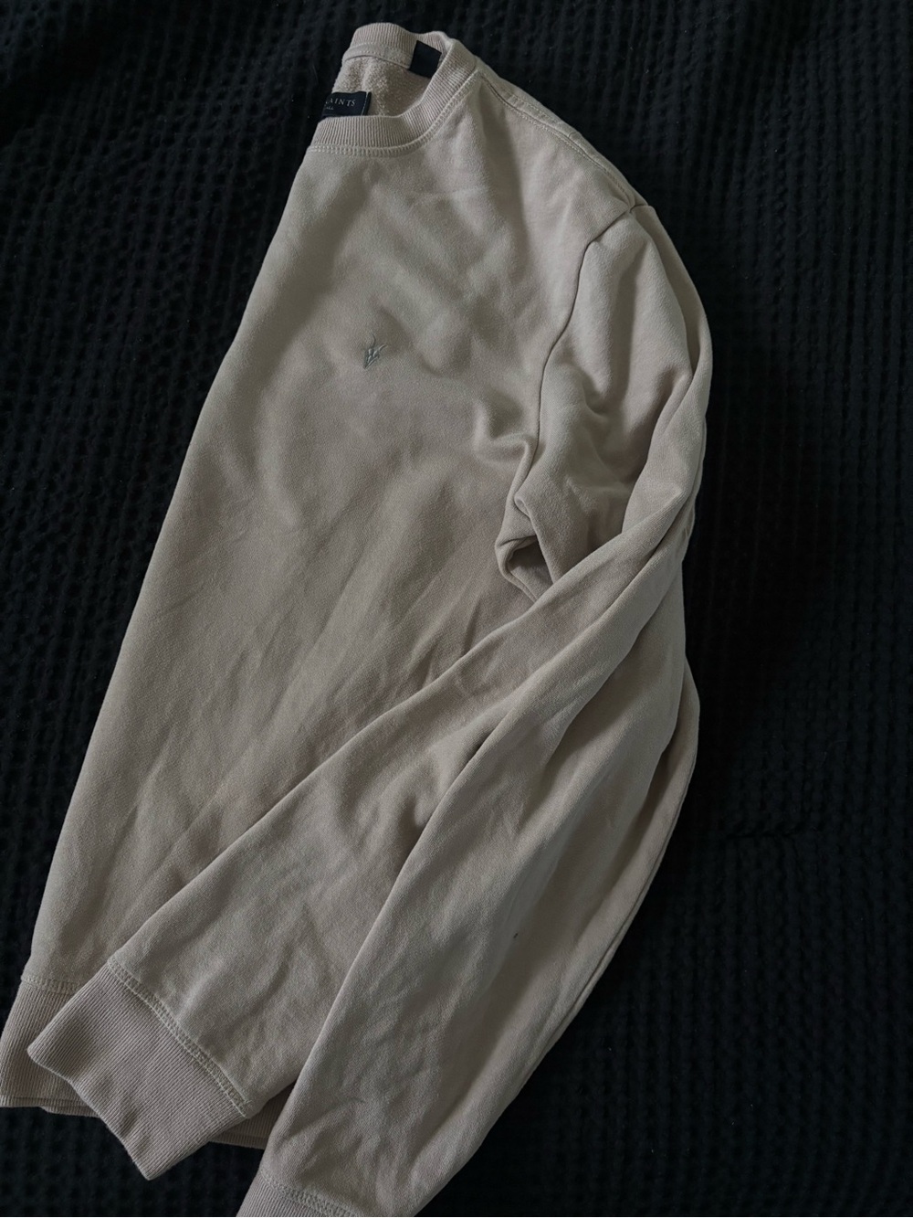 AllSaints Light Beige Crew Sweatshirt with Subtle Logo